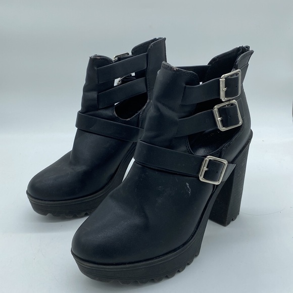 Charlotte Russe Platform Ankle Booties Buckle Black Womens Size 8 - Picture 4 of 16